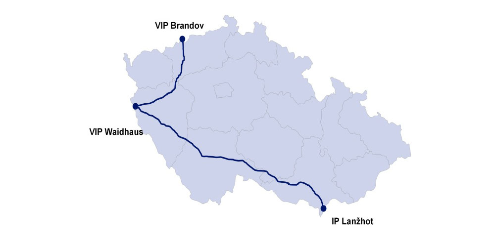 Zdroj: NET4GAS Plánované koridory na dovoz vodíku do ČR